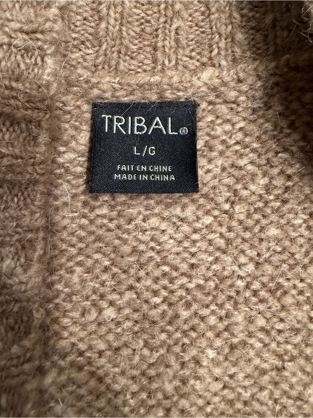 Tribal Sleeveless Open-Front Cardigan Vest in Camel - Picture 2 of 3